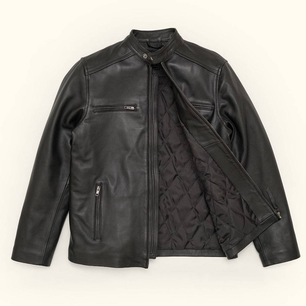 leather motorcycle jacket black