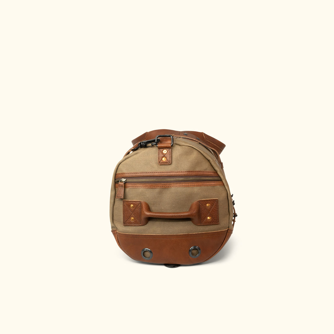 Men's Best Waxed Canvas Duffle Bag/Backpack Khaki Side